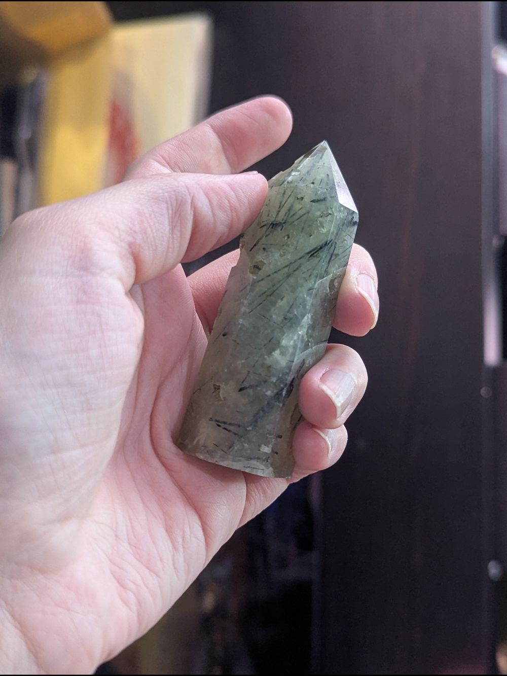 LAST CALL Green Prehnite Tower w/ Epidote Inclusions - Picture 8 of 8